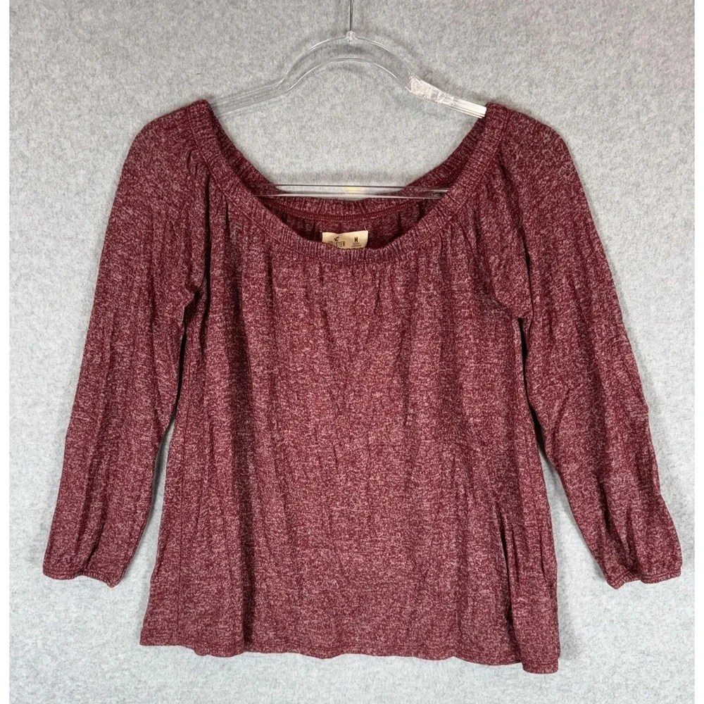 Hollister Sweater Womens Medium Off Shoulder Pullover Long Sleeve Soft Stretch